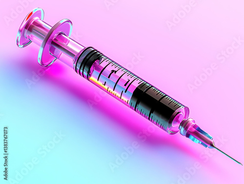 Pink and Blue Illuminated Syringe Close Up