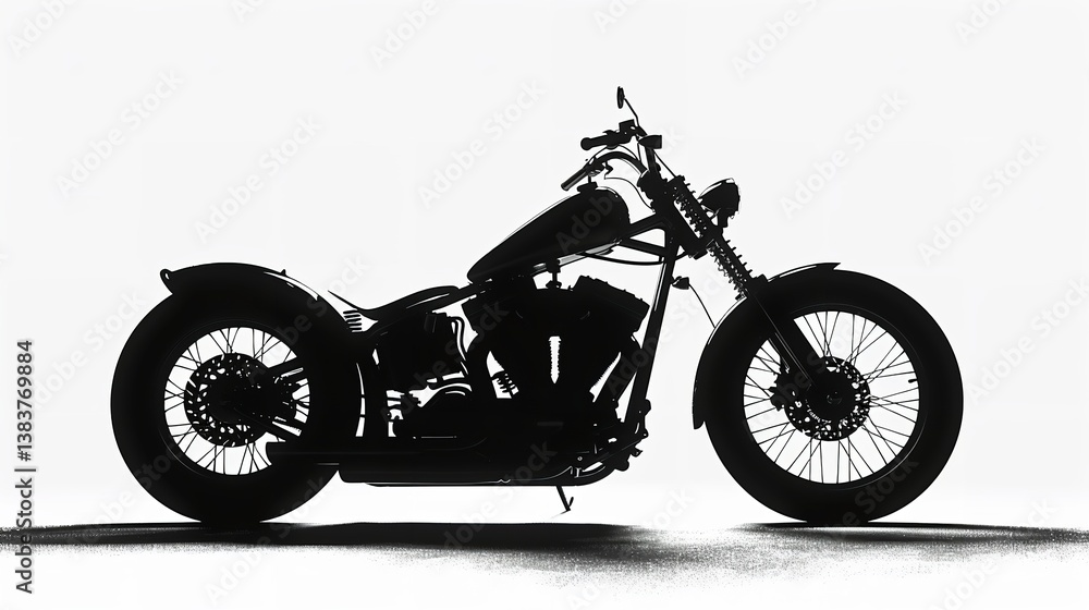 Obraz premium A black chopper silhouette isolated on a white background.