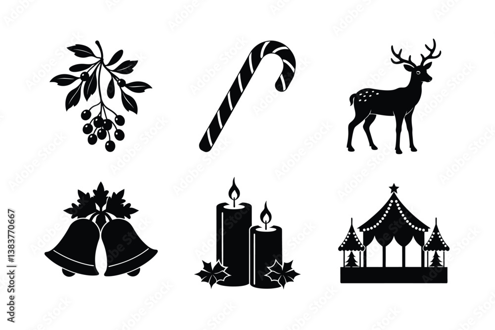 Christmas Element silhouette vector Bundle Christmas Element silhouette vector Bundle
