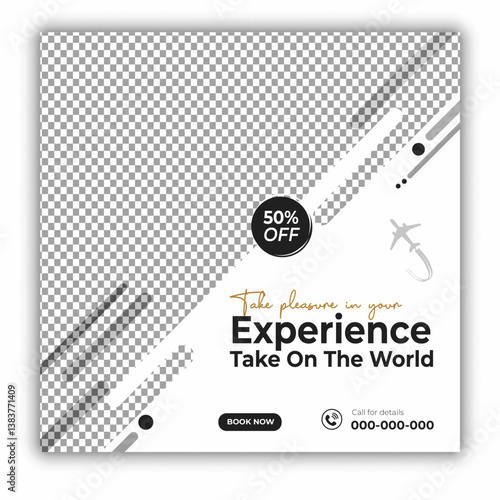 Travel and tour social media posts and web banner square design template