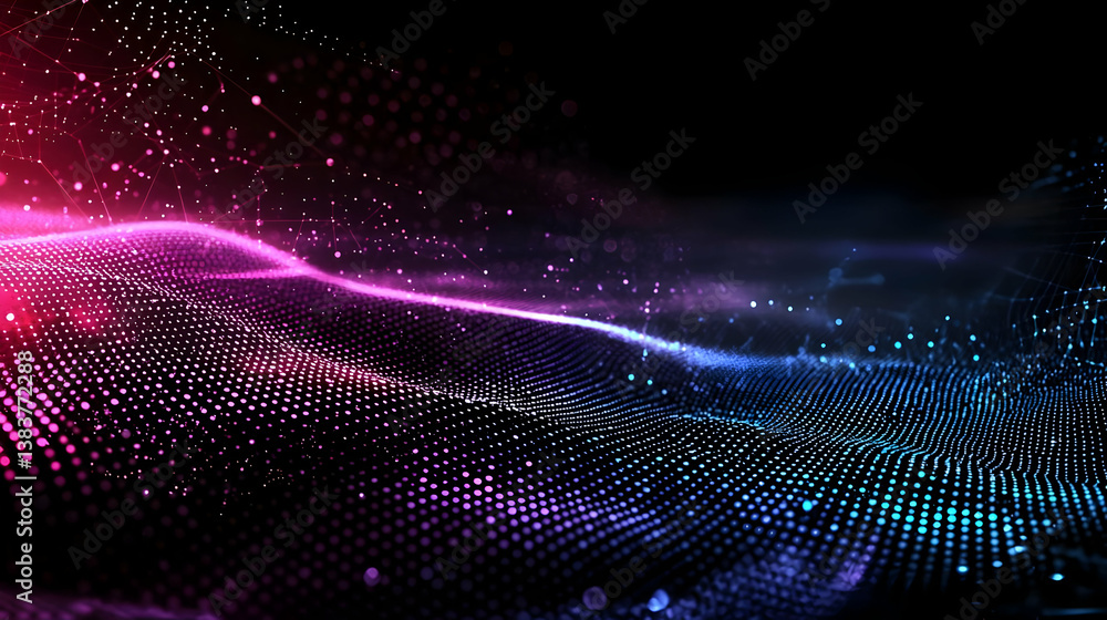 Abstract Glowing Dotted Waves With Pink And Blue Colors Abstract Glowing Dotted Waves With Pink And Blue Colors