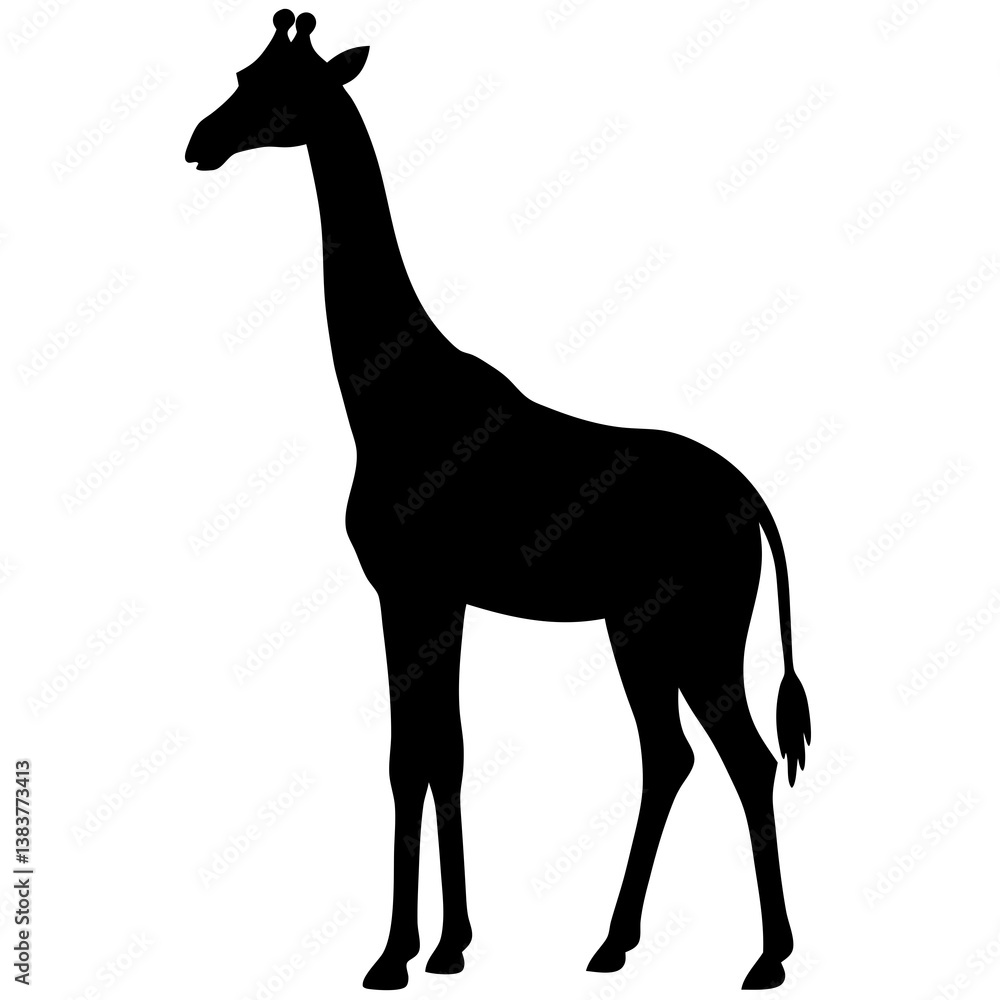 Obraz premium A giraffe silhouette vector illustration on white background
