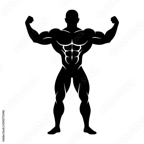 A body builder silhouette vector illustration on white background