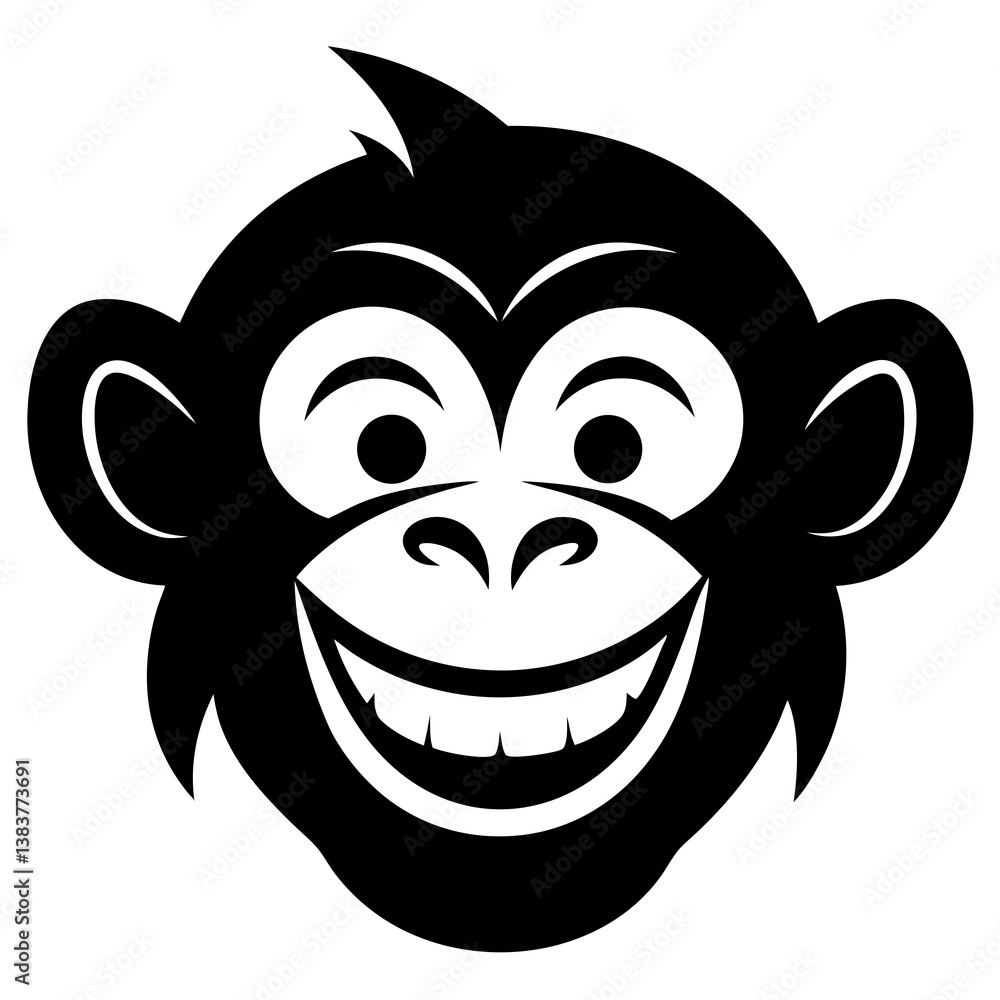 A monkey smile face silhouette vector illustration on white background A monkey smile face silhouette vector illustration on white background