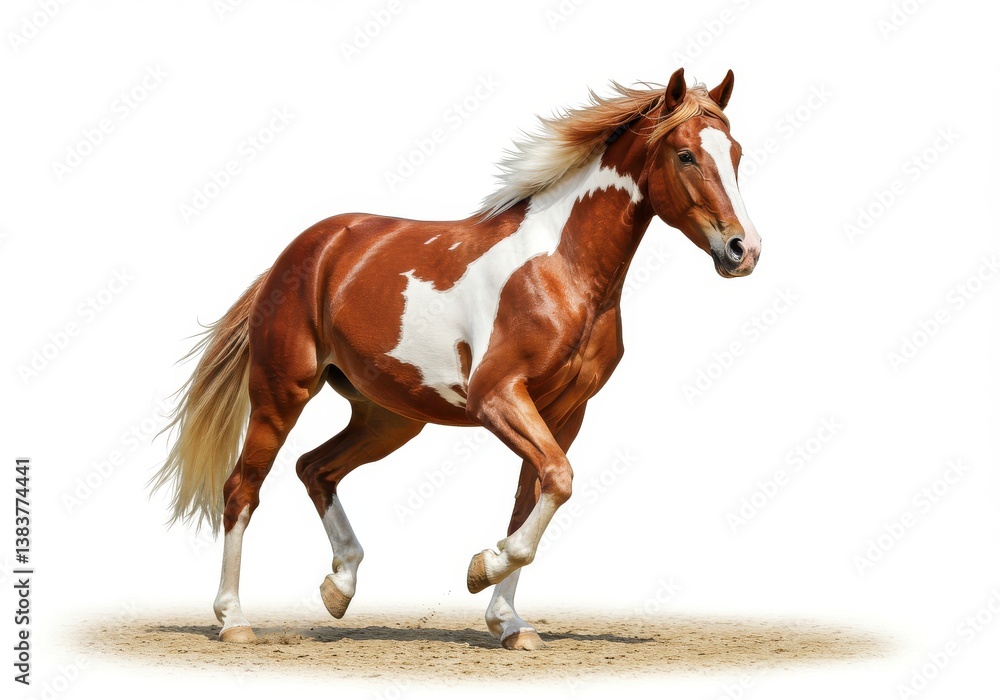 Fototapeta premium Majestic pinto horse chestnut white
