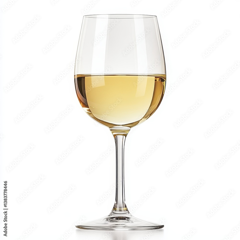 Elegant Glass of White Wine on White Background, beverage , alcohol Elegant Glass of White Wine on White Background, beverage , alcohol