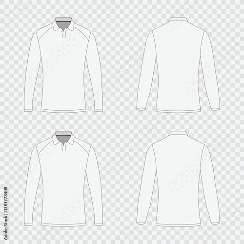 Cricket long sleeve jersey mockup vector art Isolated on transparent background
