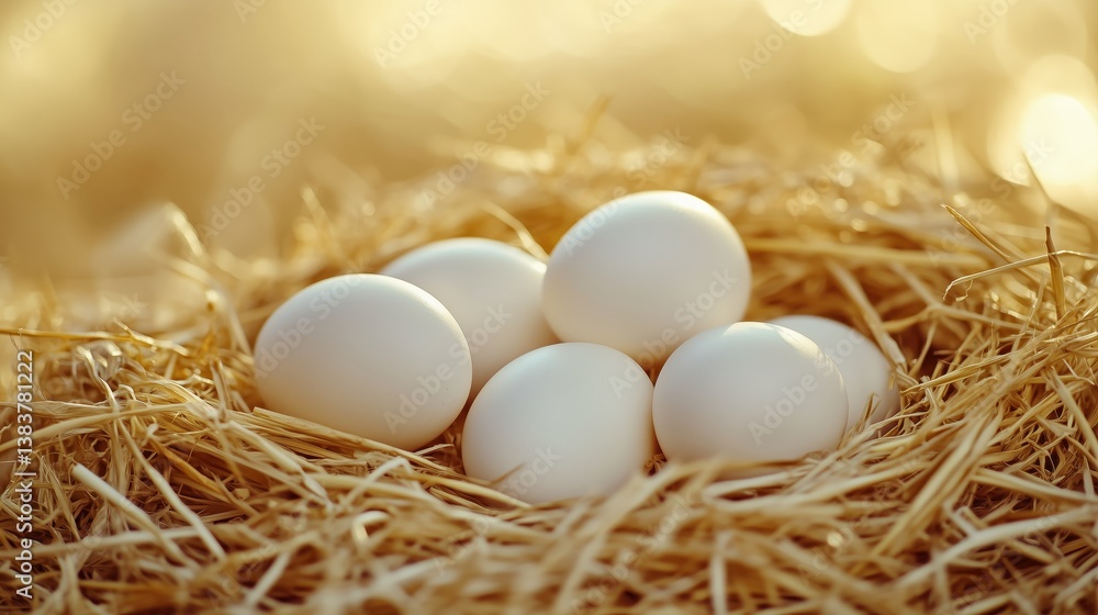 Cradled gently in straw, the pristine white eggs rest peacefully against a golden backdrop, radiating warmth, purity, and rustic charm.
Cradled gently in straw, the pristine white eggs rest peacefully against a golden backdrop, radiating warmth, purity, and rustic charm.