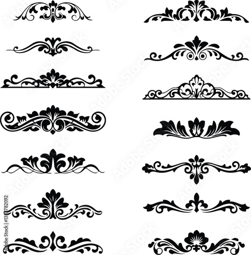 border frame floral decoration design illustration vector divider flourish ornament ornate vintag Set of vector calligraphic elements and page decorations