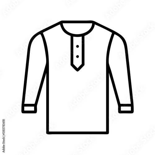 Long sleeve kurta shirt vector illustration indian clothing traditional outfit fashion apparel drawing design 1