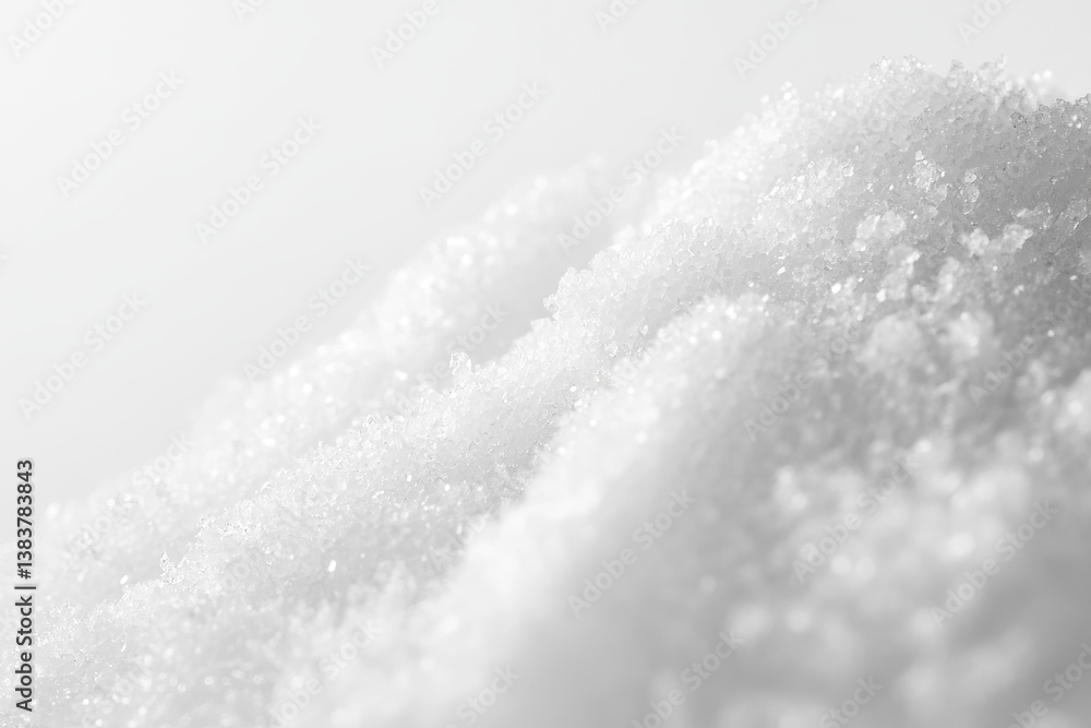 A macro photography composition of fine white powder with granular texture and subtle shadows against a pure white background for a clean, minimalist aesthetic A macro photography composition of fine white powder with granular texture and subtle shadows against a pure white background for a clean, minimalist aesthetic