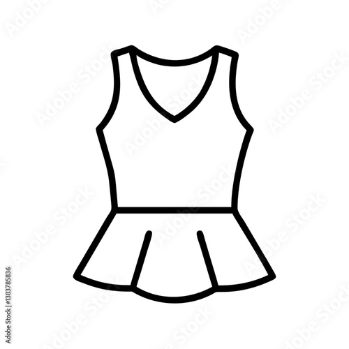 Shop cute tennis dress outline vector icon for women and girls fashion apparel for sports and casual wear