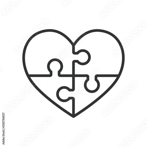 Autism heart, icon in line design. Autism heart, autism, love, support, awareness, puzzle, care on white background vector. Autism heart, editable stroke icon