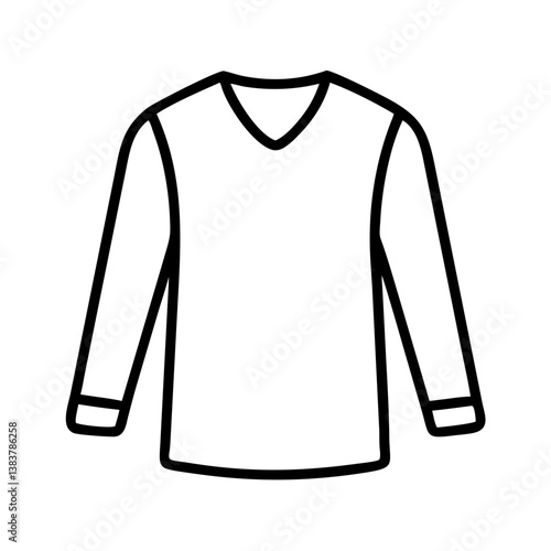 Long sleeve t shirt outline vector drawing apparel garment clothing fashion design template blank mockup top wear