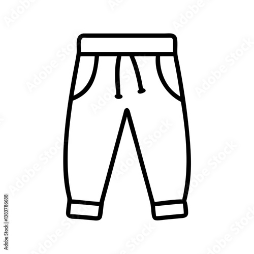 Outline drawing of comfy sweatpants joggers with drawstring for fashion design and casual wear style