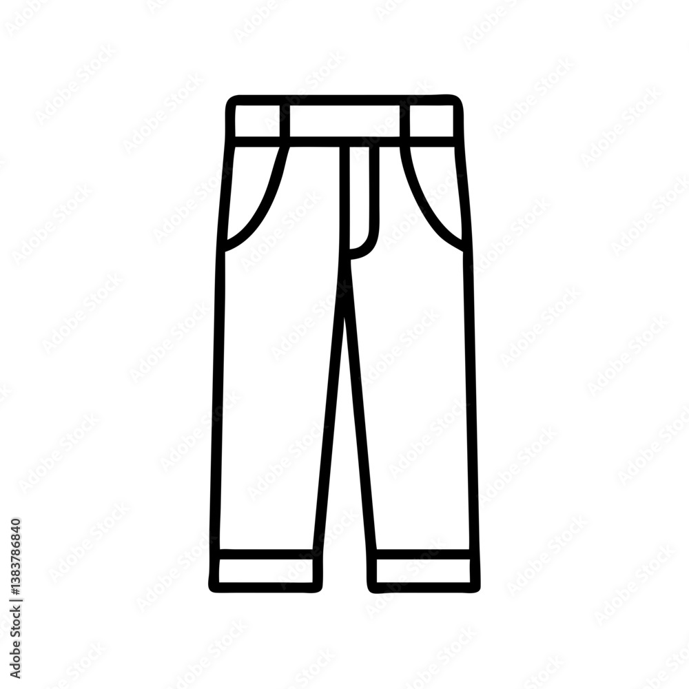 Outline drawing of pants for fashion design and apparel industry vector illustration isolated object Outline drawing of pants for fashion design and apparel industry vector illustration isolated object