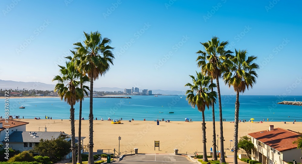 Fototapeta premium Golden Hour Shores AI Generated