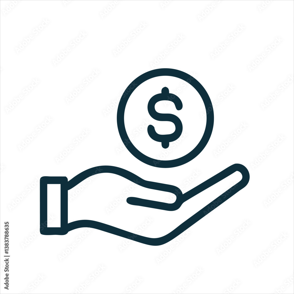 Hand holding dollar money icon business concept. Hand holding dollar money icon business concept.