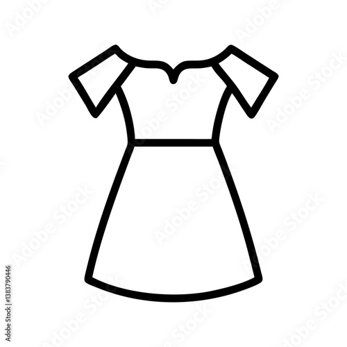 Outline summer dress vector icon fashion apparel clothing garment frock sundress wardrobe design  chars