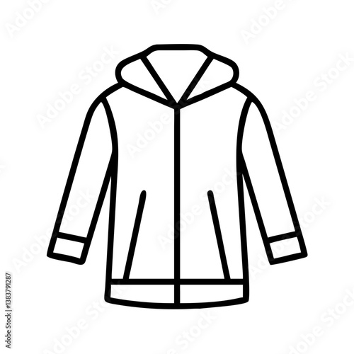 Outline vector drawing of hooded jacket for fashion design and apparel industry needs and creative projects
