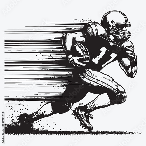 American Football Player Running Back stock illustration