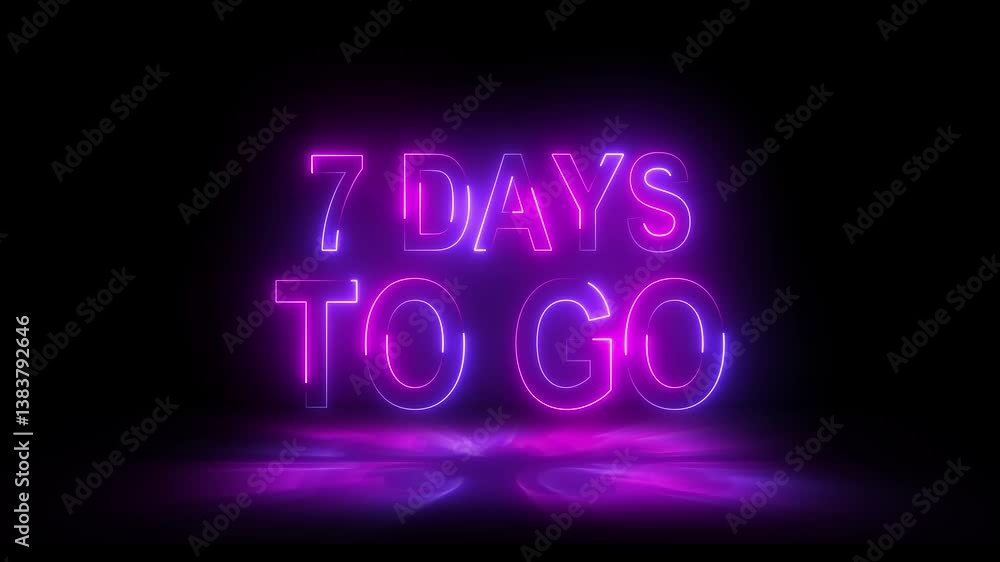 7 days to go Intro animation with neon line on black background. 7 days to go Intro animation with neon line on black background.