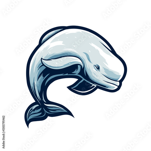 Beluga whale esports vector logo in a sleek side view design for gaming branding and merchandise