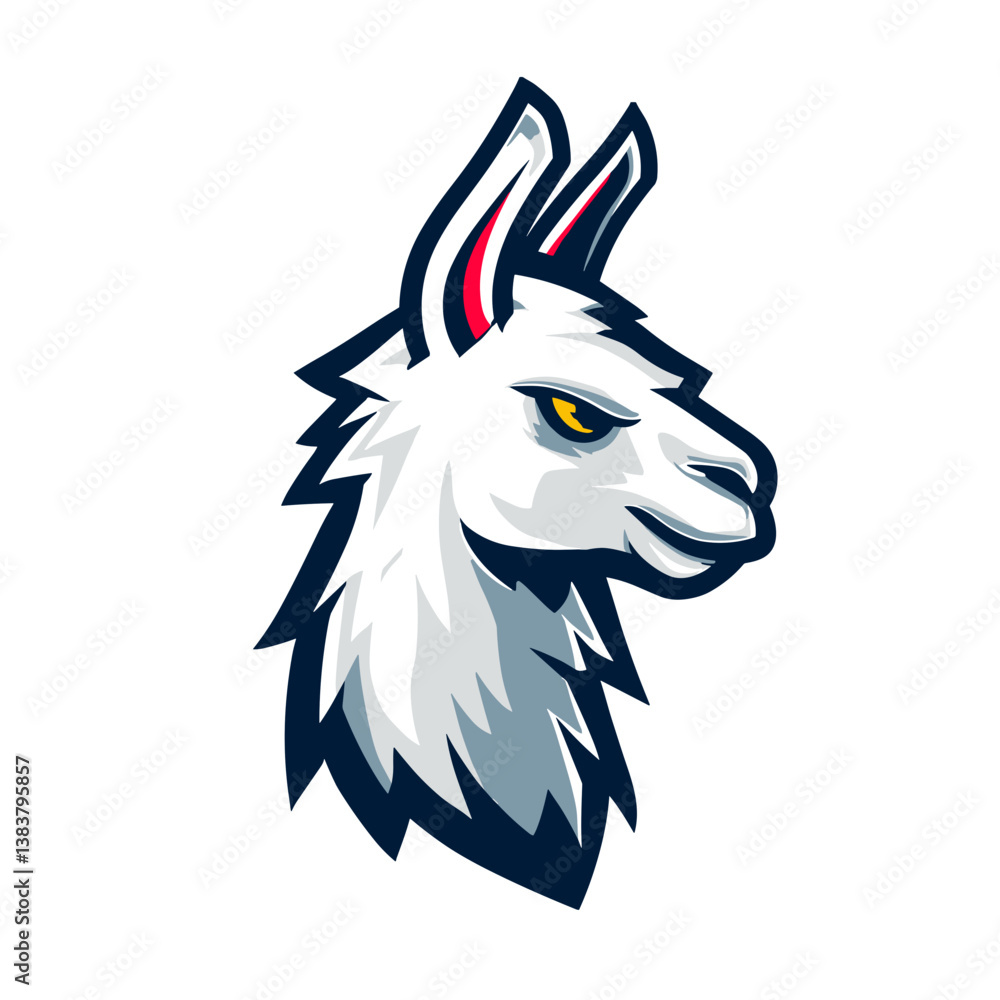 Fototapeta premium Dynamic esports vector logo featuring a sleek side view head of a llama designed for competitive gaming teams and events