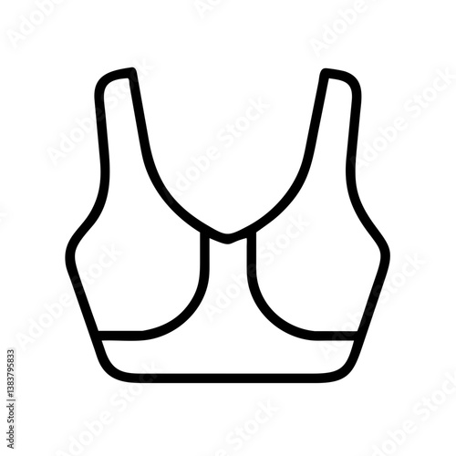 Sports bra outline vector icon for fitness apparel and athletic wear design projects and fashion illustrations