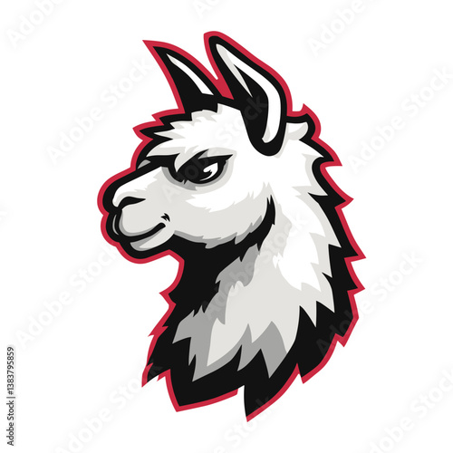 Esports vector logo featuring a side view head design of a llama for gaming and online competitions