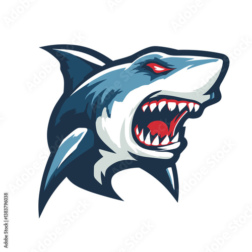 Vector logo featuring a side view of a great white shark for esports teams and events