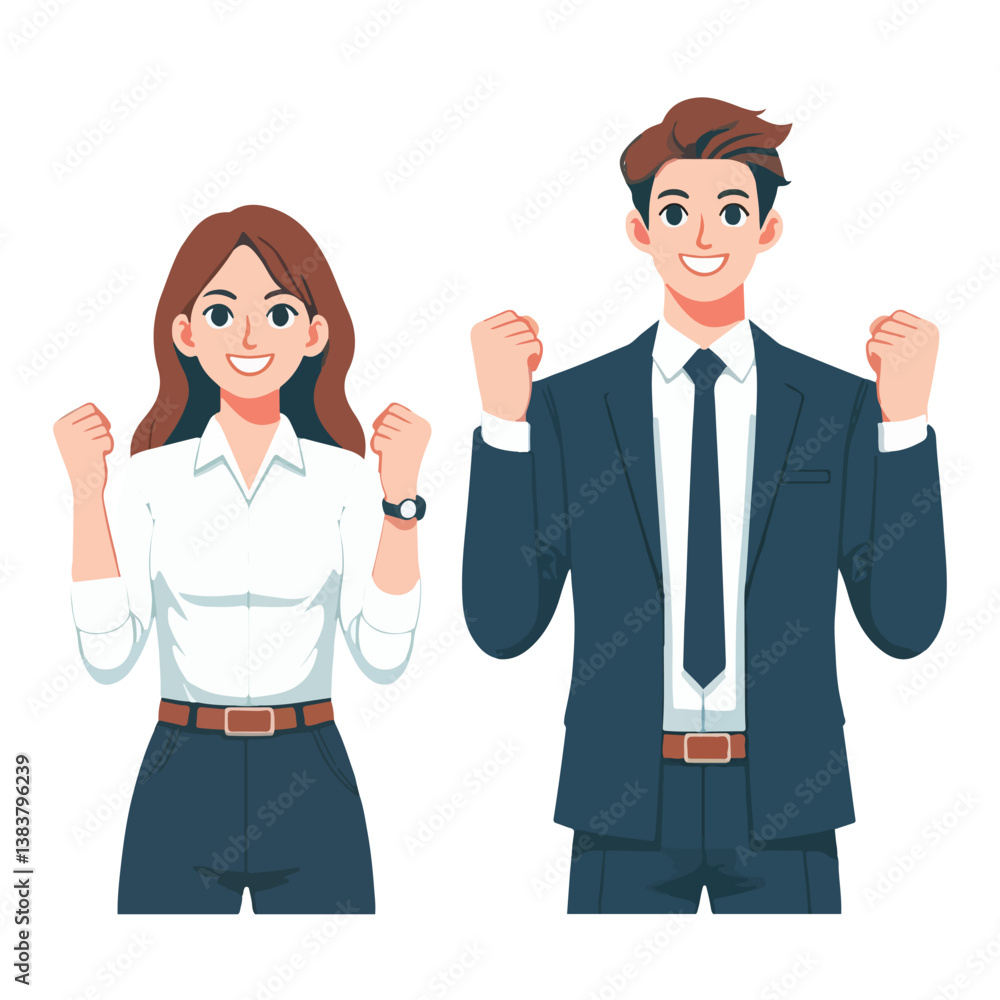 vector young business standing clenching fist vector young business standing clenching fist