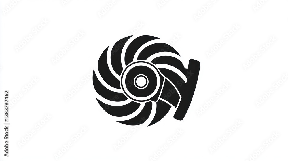 Turbine spiral design, engineering, technology, white background, industrial use