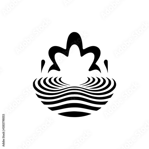 Abstract Black and White Crown with Watery Base Logo Design