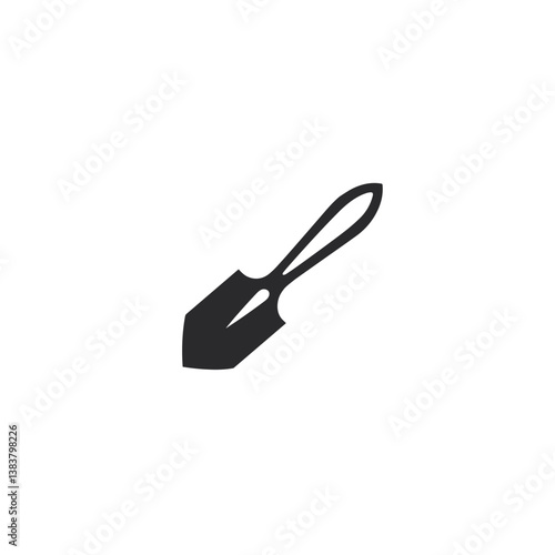 Shovel for road work in black silhouette  