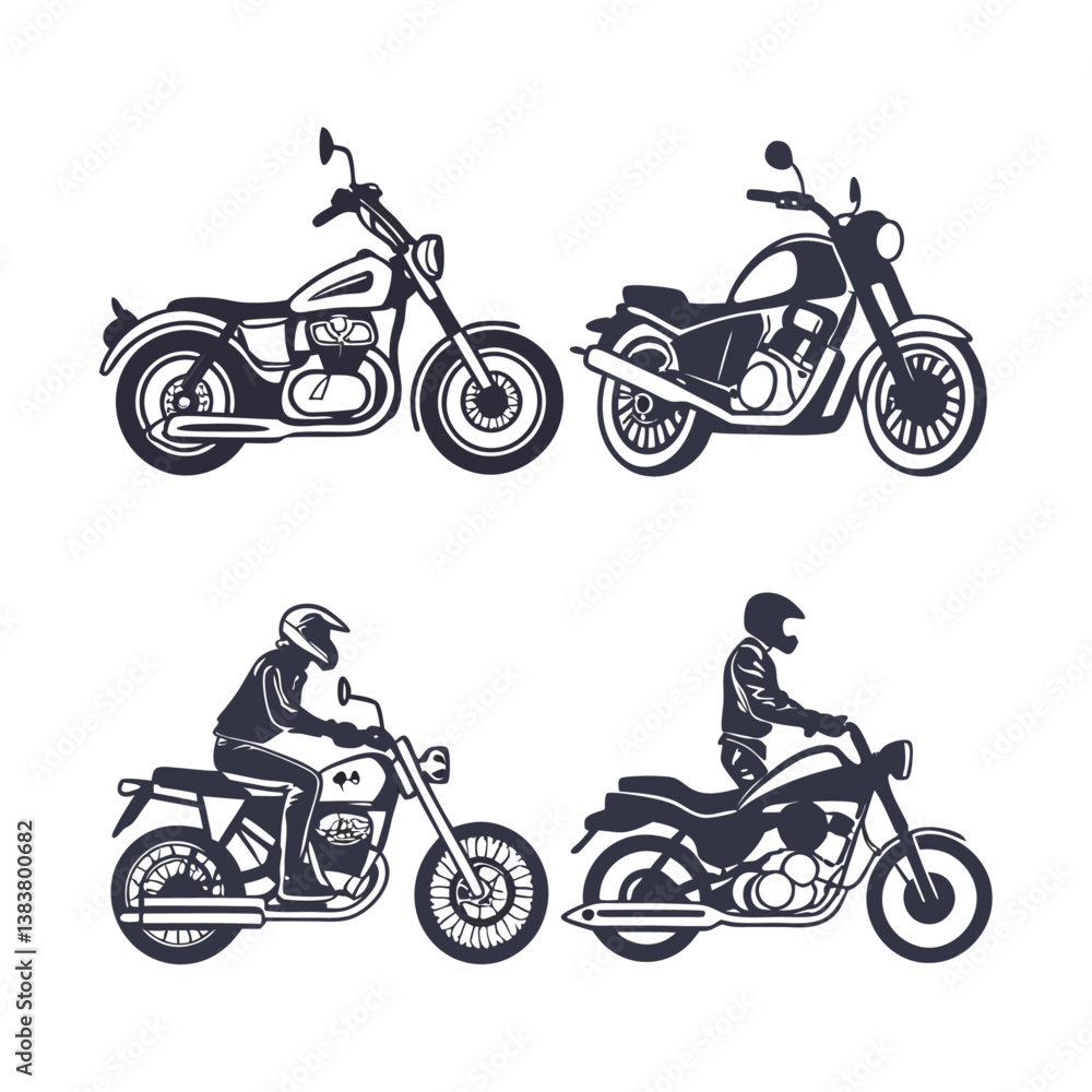 Obraz premium Motorcycle silhouette bundle vector design