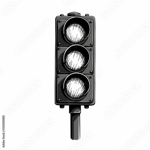 Traffic lights in black color against a white background  