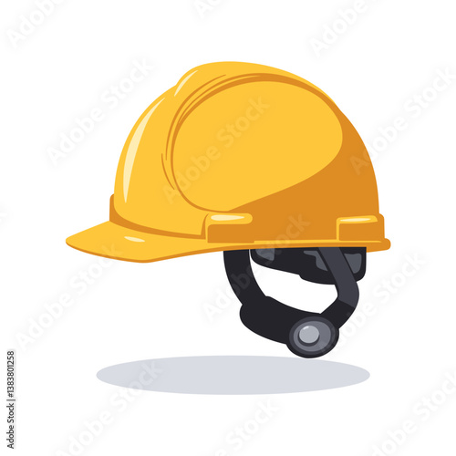Yellow construction helmet in a flat design style  