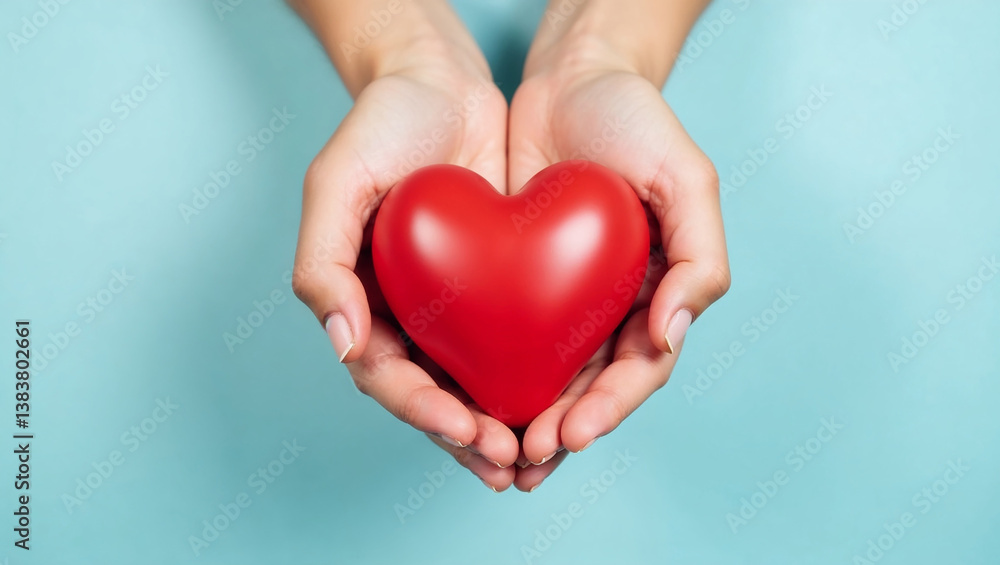 Hands Holding a Red Heart: Symbol of Love and Care Hands Holding a Red Heart: Symbol of Love and Care