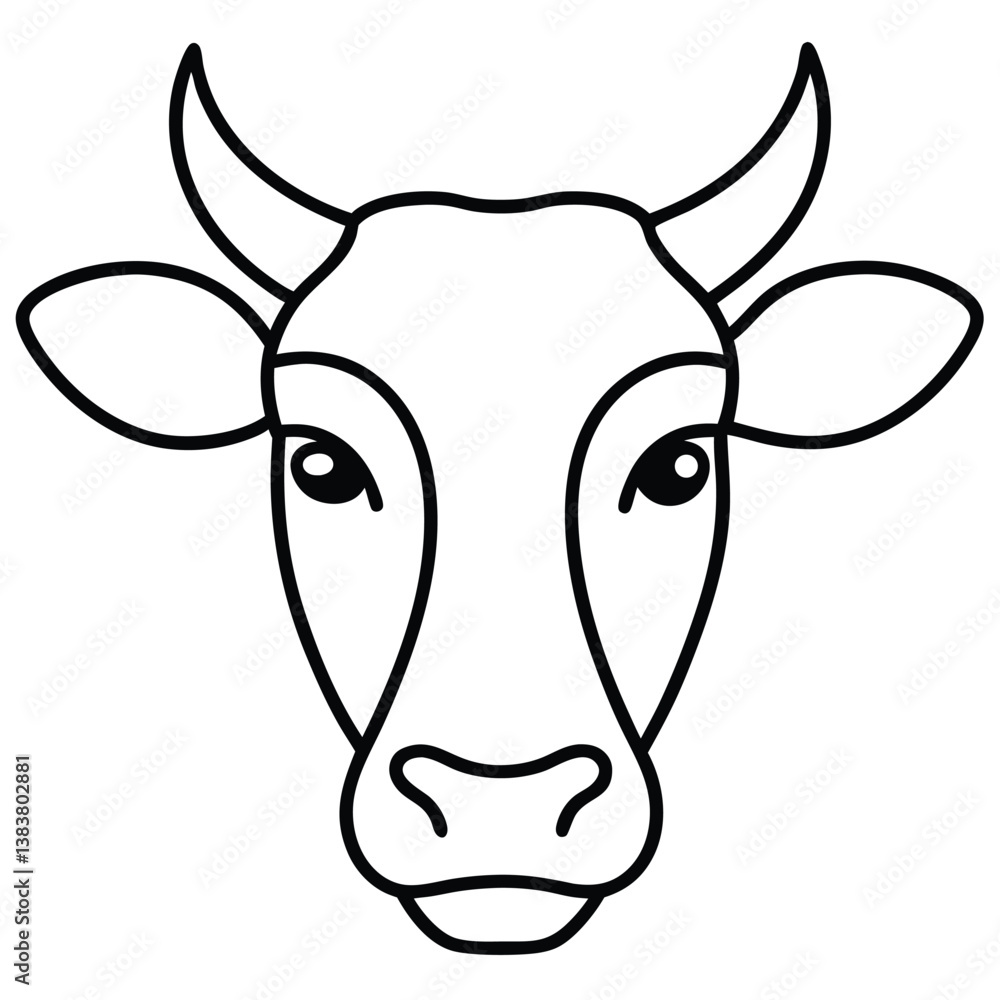 cow head line art vector isolated on white cow head line art vector isolated on white