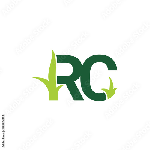Initials Letters RC with Grass Logo Vector 001