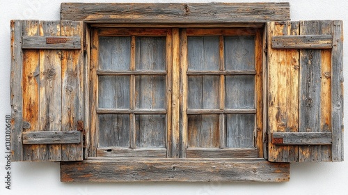 Wallpaper Mural Rustic Weathered Wooden Window with Open Shutters Vintage Farmhouse Exterior Detail Torontodigital.ca