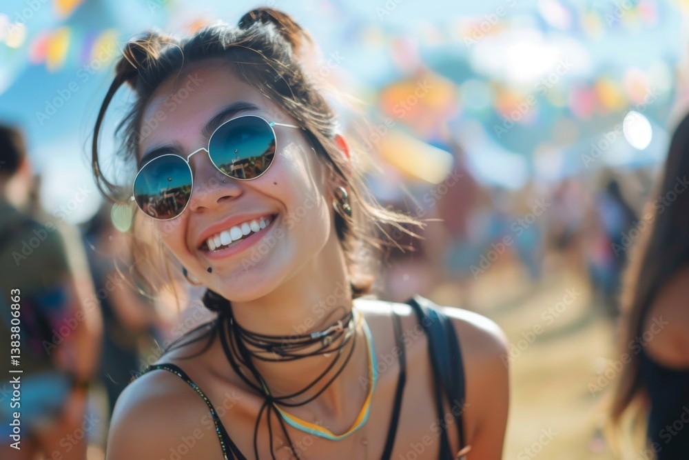 Portrait of a young Hispanic woman at a music festival Portrait of a young Hispanic woman at a music festival