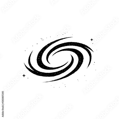 Minimalist Galaxy Illustration: Black and White Cosmic Design