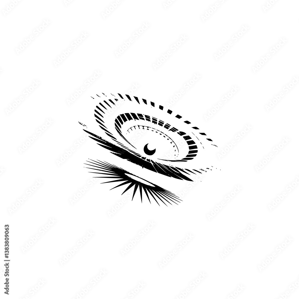 Obraz premium Abstract Black and White Optical Illusion, Concentric Circles