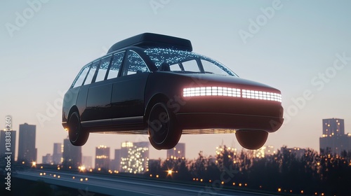 Wallpaper Mural Aerial view of urban innovation futuristic flying taxi concept in digital art Torontodigital.ca