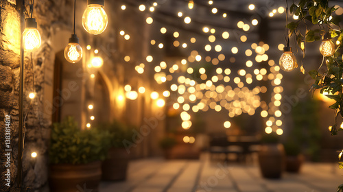 Wallpaper Mural Decorative indoor string lights hanging in a patio Torontodigital.ca