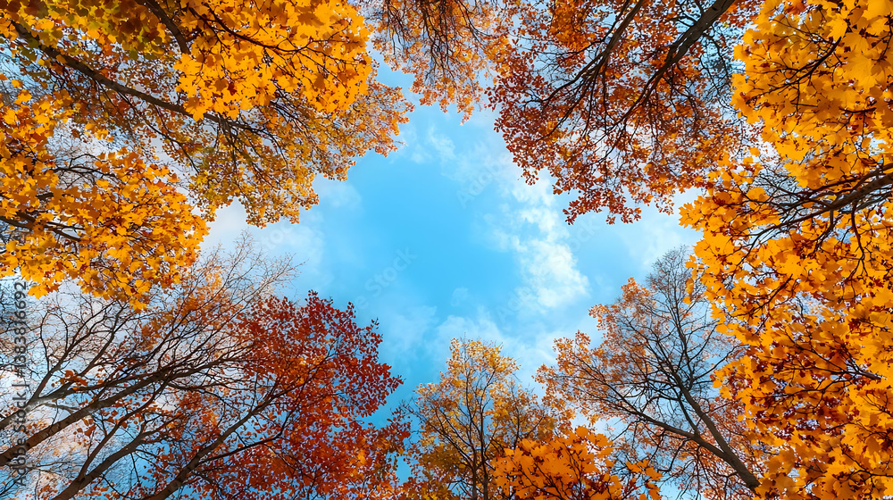 Autumn Trees Colorful Foliage View From Below Autumn Trees Colorful Foliage View From Below