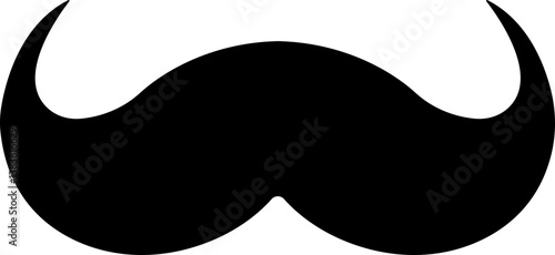 Mustache Black silhouette icon in flat. isolated on transparent background.