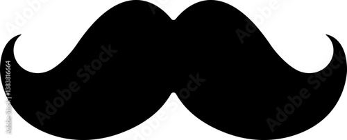 Mustache Black silhouette icon in flat. isolated on transparent background.